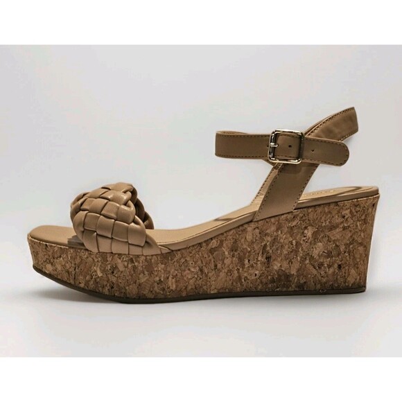 SUN + STONE Allvina Women’s Faux Leather Cork 2.5" Wedge Sandals Size 8.5 - Picture 8 of 12